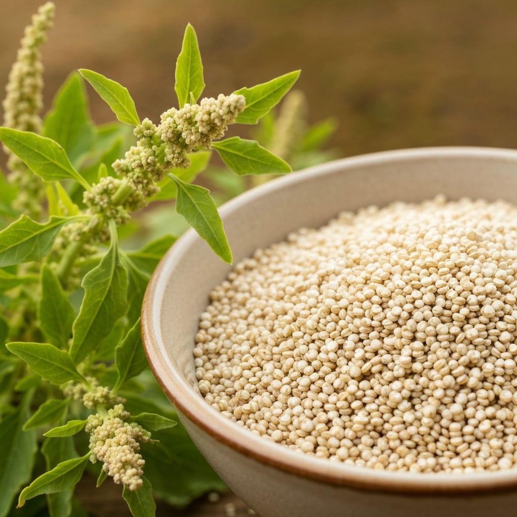 Quinoa grains and plant